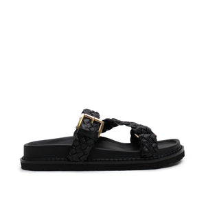 Aki Braided Slide - Black/Gold