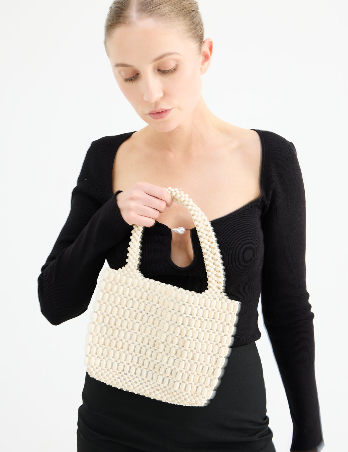 Beaded Bag - Bone