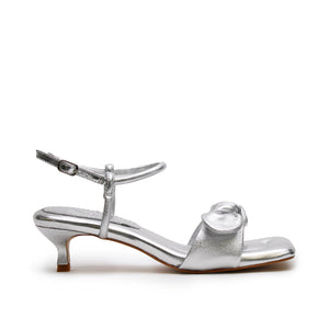 Bow Kitten Heel - Silver