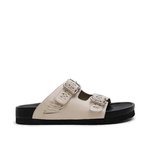 Buckle Sandal - Woven Cream