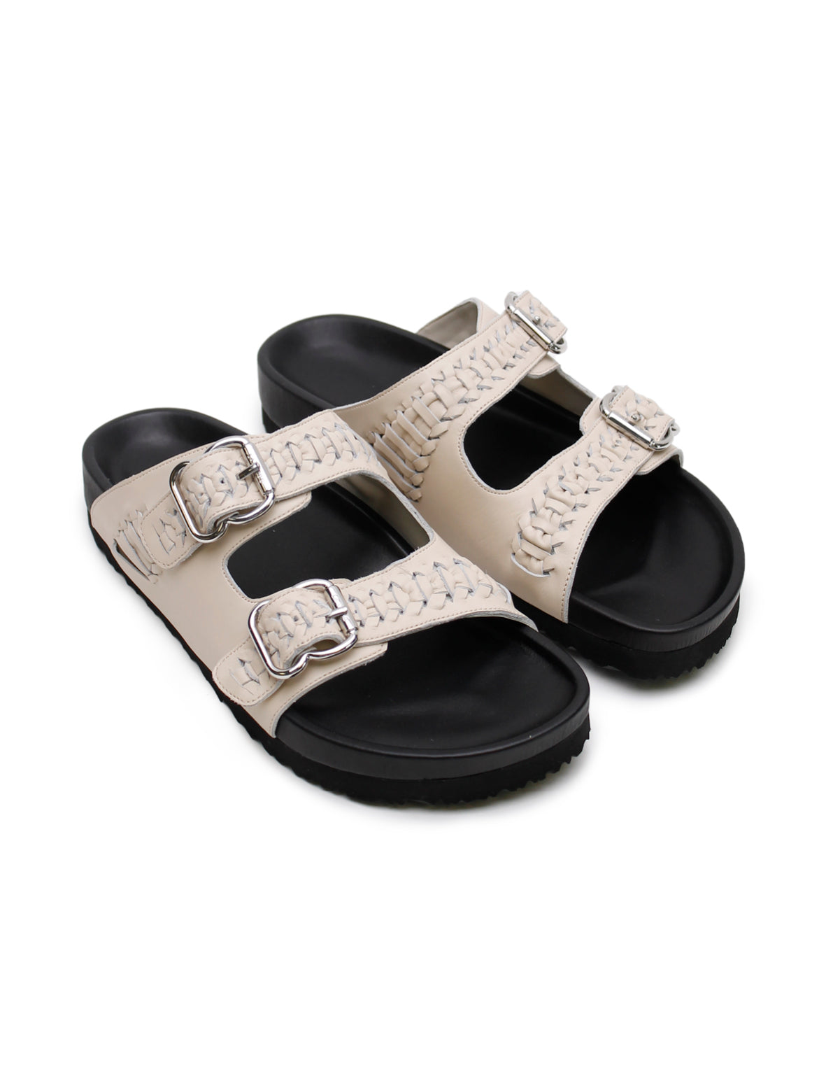 Buckle Sandal - Woven Cream