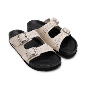 Buckle Sandal - Woven Cream