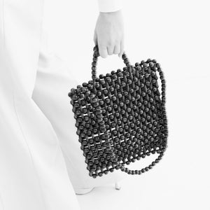 Gia Beaded Tote - Black