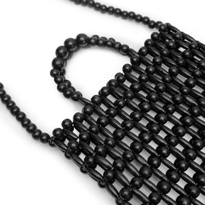 Gia Beaded Tote - Black