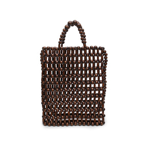 Gia Beaded Tote - Brown