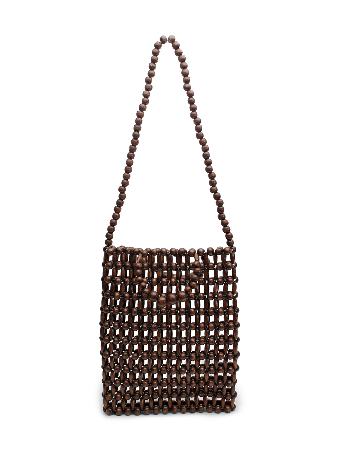 Gia Beaded Tote - Brown