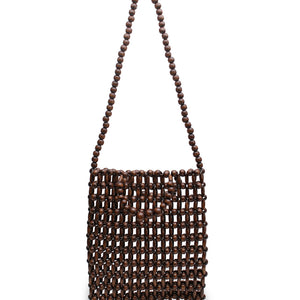 Gia Beaded Tote - Brown