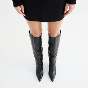 Leone Knee High Boot - Black