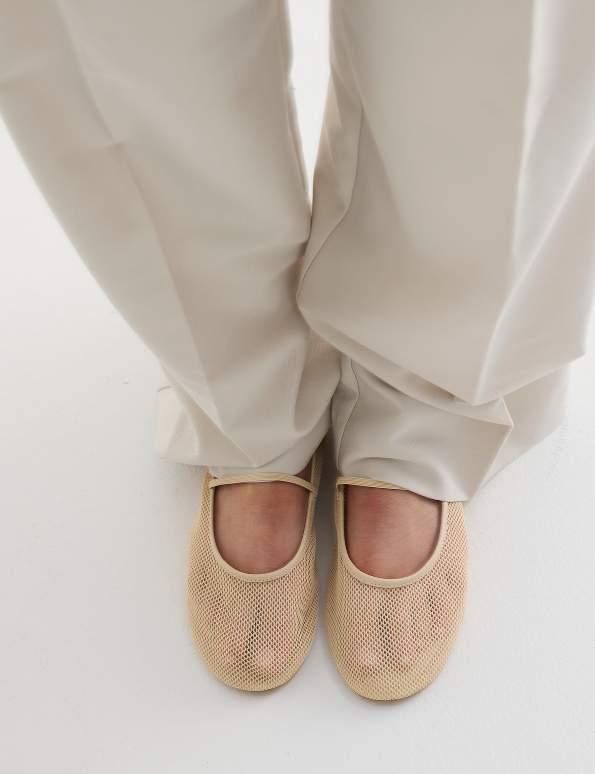 Net Ballet Flat - Cream