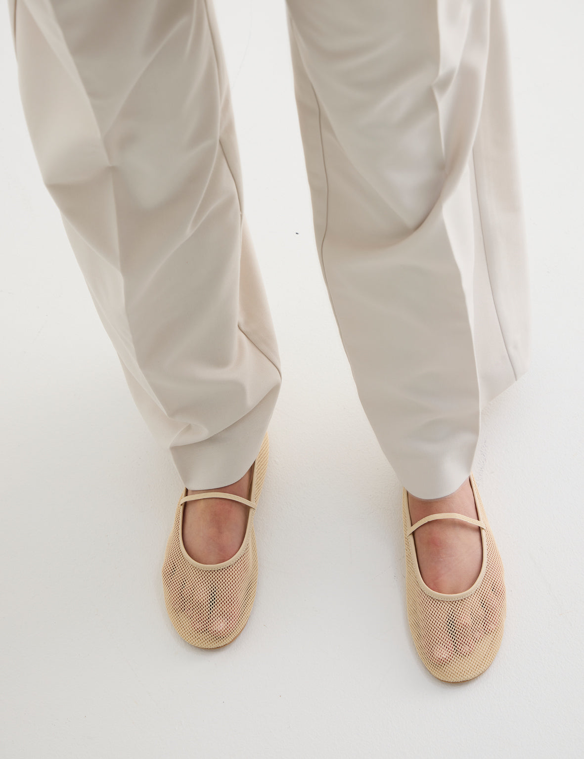 Net Ballet Flat - Cream