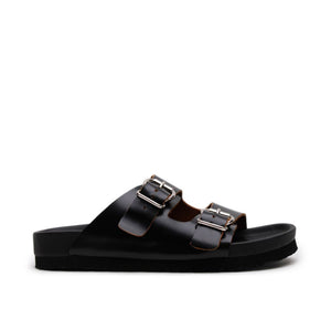 Buckle Sandal - Black/Tan