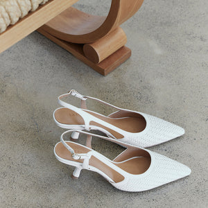 Woven Sling Back Heel - Snow